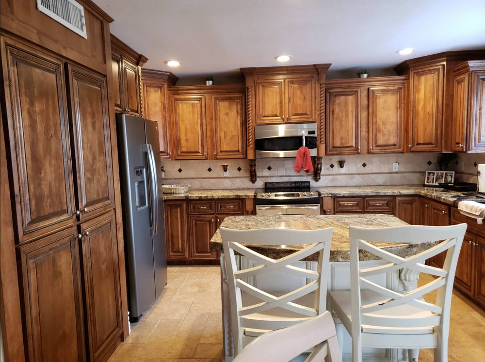 Kitchen cabinets before refinishing