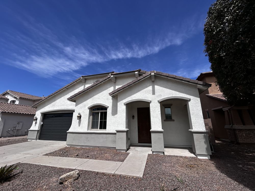Freshly painted stucco home exterior