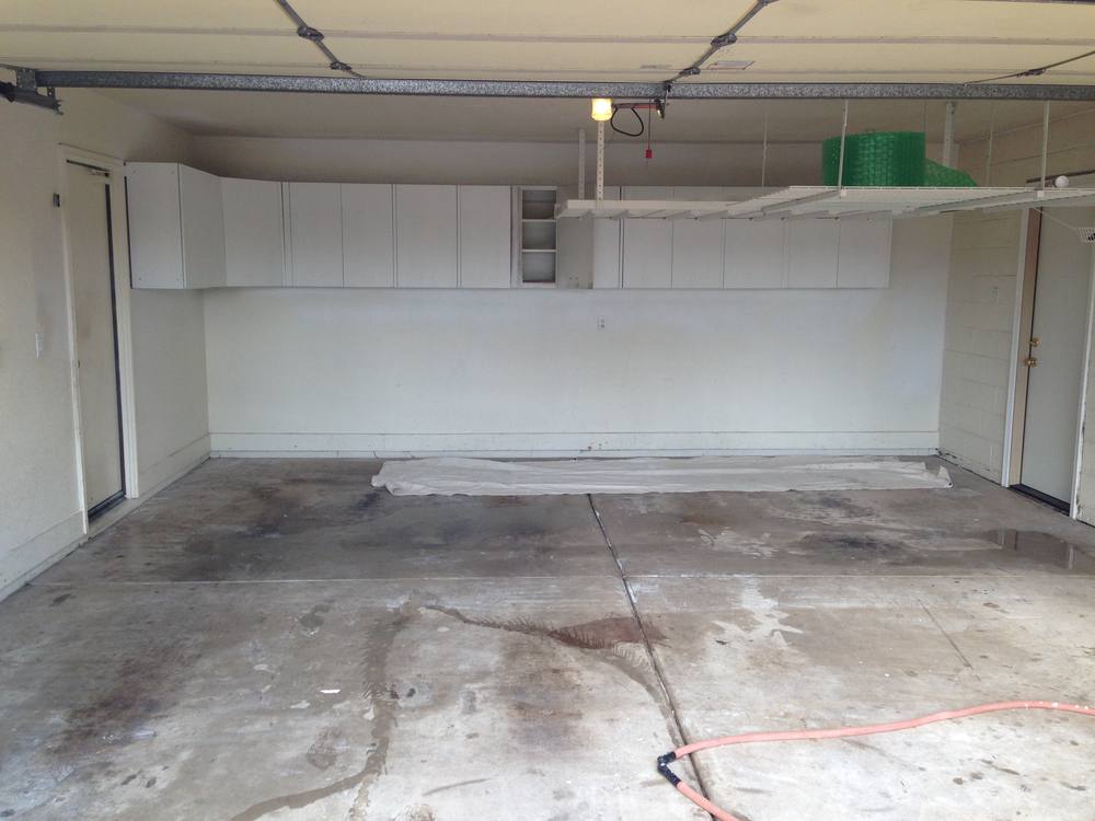 Garage floor before epoxy coating